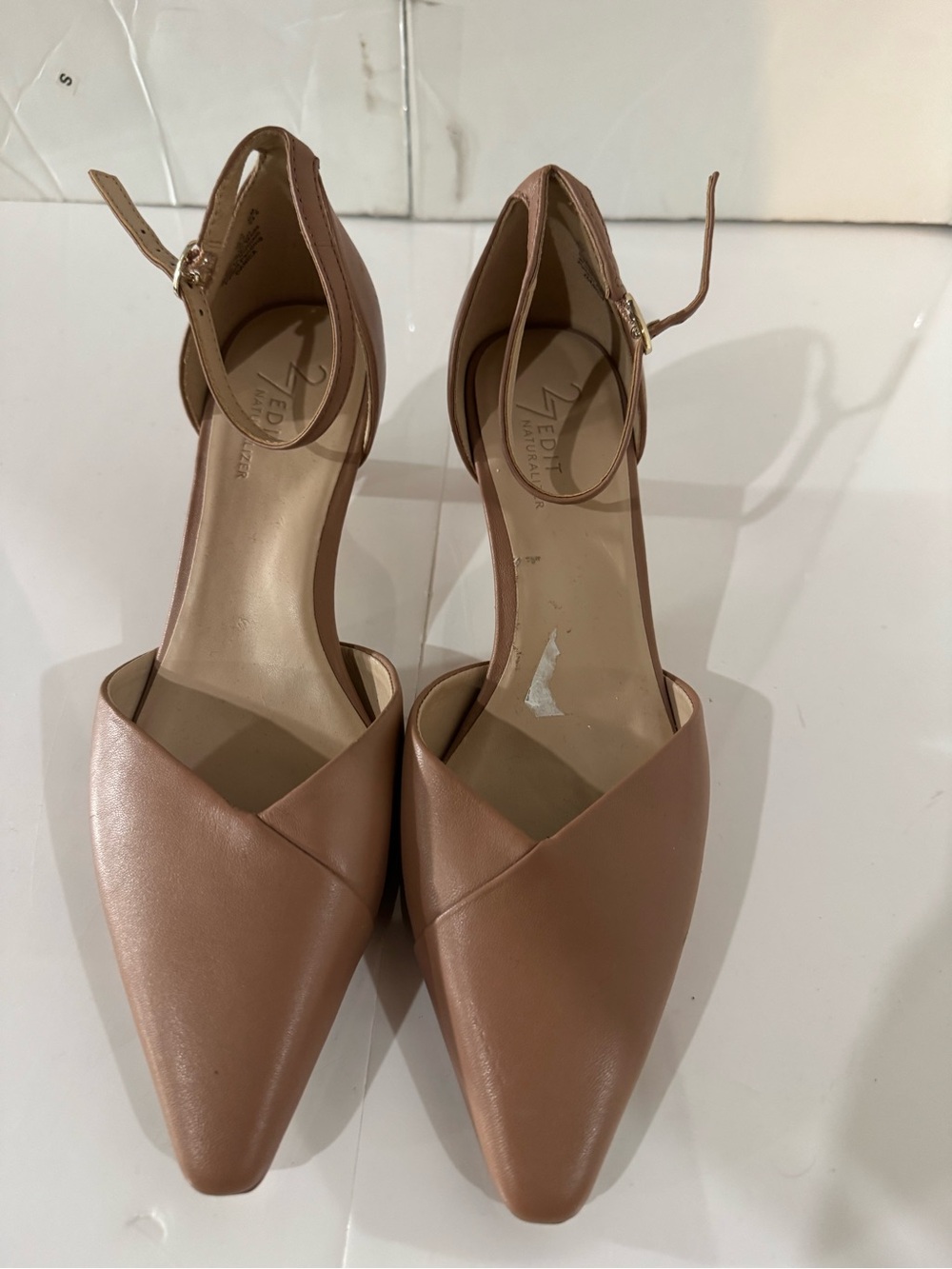 Naturalizer Nude Mauve Pointed Ankle-Strap Kitten Heels Shoe Size 8M